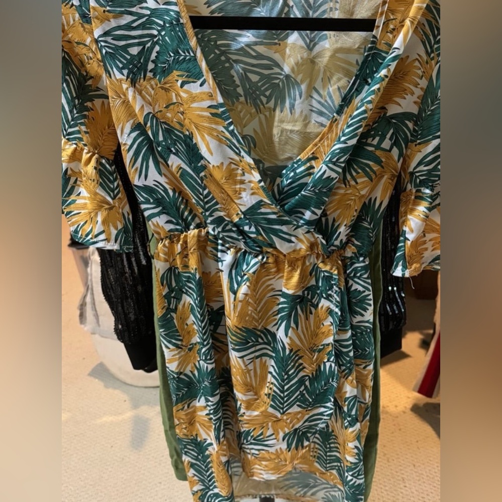 Tropical Leaf Print Dress